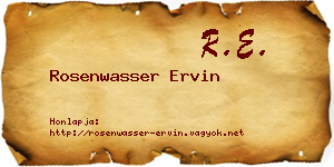 Rosenwasser Ervin névjegykártya